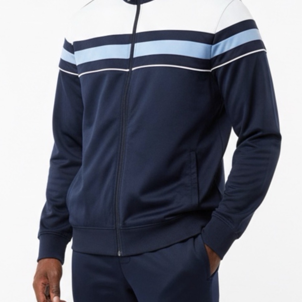 Denver Hayes Track Jacket Mens Size XL Blue Full Zip Jogging Casual Workout